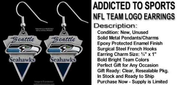 Seattle Seahawks Necklace & Earrings Set - NFL Licensed Jewelry #CA - Image 3
