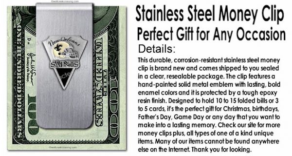 New Orleans Saints Stainless Steel NFL Money Clip - Image 3