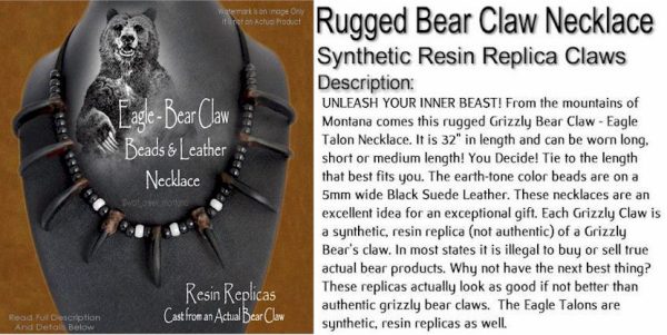 White Buffalo Bear Claw Necklace