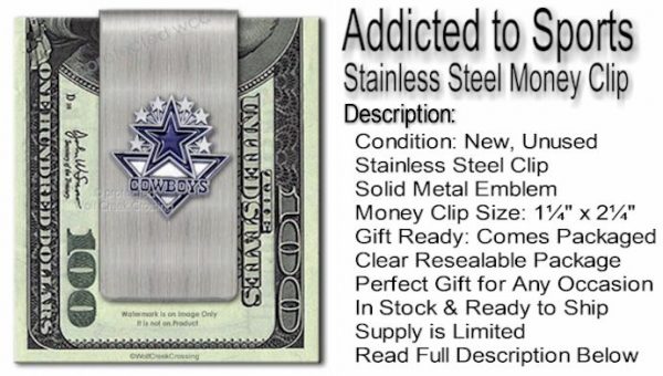 Dallas Cowboys Stainless Steel NFL Money Clip #A - Image 2