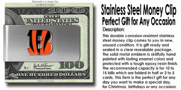 Bengals Stainless Steel Money Clip