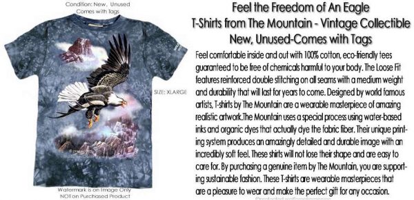Brand New! VINTAGE Freedom of an Eagle T-Shirt Size XL The Mountain T Shirt  Majestic Bird Wildlife Art RARE - Only One Available - Image 3