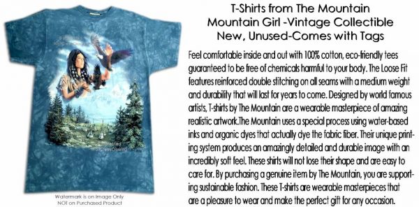 New! Mountain Girl Spirit Eagle Native America Tie Dye T-Shirt SZ LARGE The Mountain T Shirt Wildlife Art RARE Vintage Collectible - Image 4