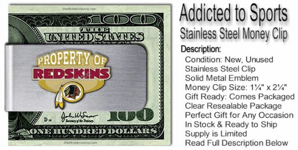 WASHINGTON REDSKINS STAINLESS STEEL MONEY CLIP - Image 2
