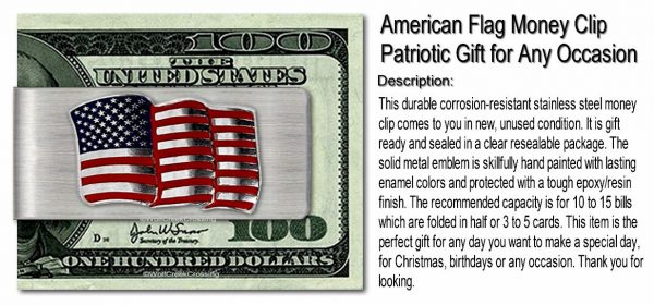 USA Flag - American Freedom Stainless Steel Money Clip - Image 3