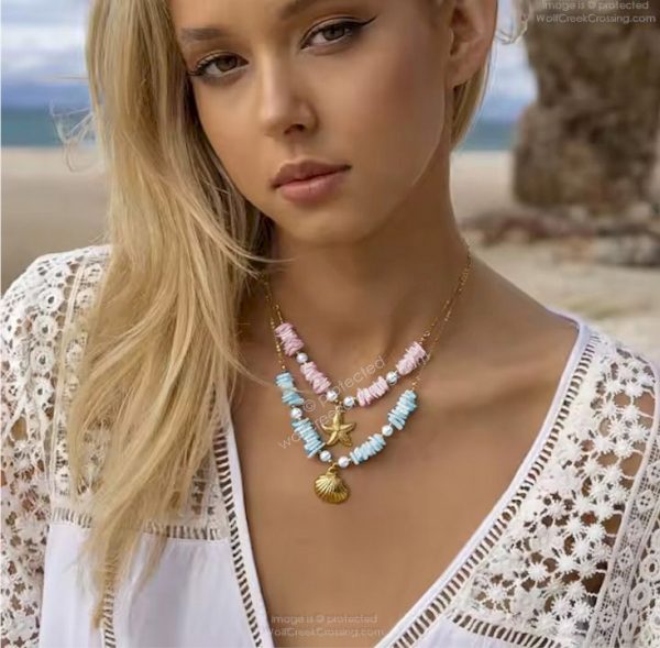 Mermaid-inspired starfish and shell jewelry set—sea goddess gift