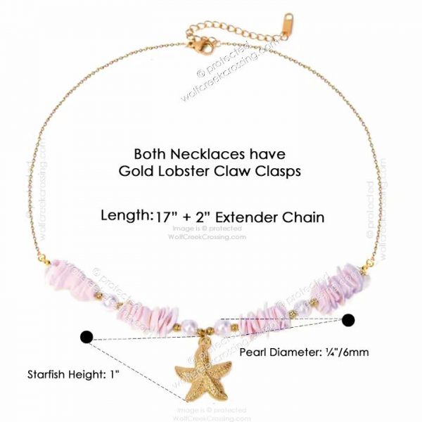 Starfish and seashell necklace and earrings set—ocean-themed gift for her