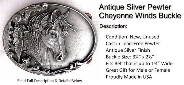 Cheyenne Winds Horse Belt Buckle