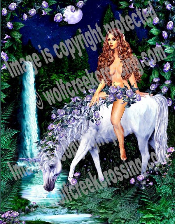 Moon Flower Unicorn Art